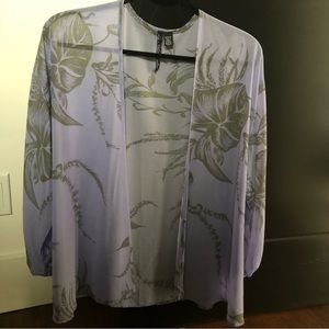 Gorgeous lilac lavender purple sheer kimono top with bishop sleeves